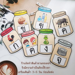 พยัญชนะไทย ก-ฮ (กันน้ำ💦)​ พร้อมคำอ่าน และรูปภาพ บัตรคำก-ฮ บัตรคำติดผนัง