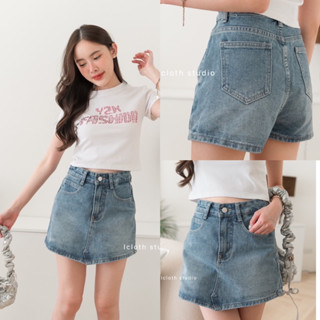 Margi Short jeans 🧸 กางเกงกระโปรงยีนส์ เอวสูง ดีเทลเก๋