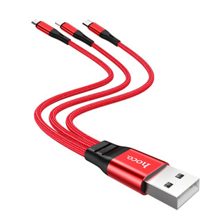 ส่งเร็ว ส่งไว สายชาร์จแบบสั้น 3 หัว พกพาสะดวก Hoco Cable 3-in-1 “X47 Harbor” charging wire