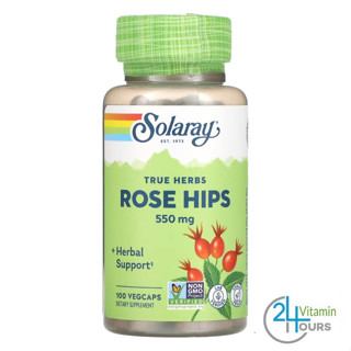 &lt; พร้อมส่ง &gt; Solaray, Rose Hips, 550 mg, 100 แคปซูล / สารสกัดโรสฮิป ชนิดแคปซูล