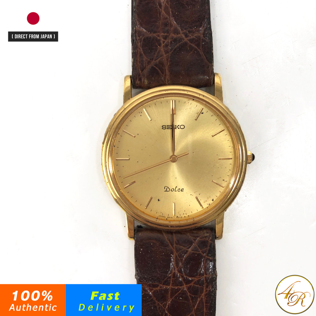 Seiko Dolce นาฬิกาข้อมือควอตซ์ สายหนัง สเตนเลส สไตล์ญี่ปุ่น สําหรับผู้ชาย S9156
