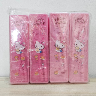 (ยกแพ๊ก 12 กล่อง) ช้อนส้อม พลาสติก ลายคิตตี้ Hello Kitty กล่องพกพามีฝาปิด ช้อน ส้อม