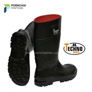 รองเท้าบูท Troya SAFETY หัวเหล็ก (Black/Black) Techno Troya Boots รองเท้าบูทนิรภัย PU น้ำหนักเบา