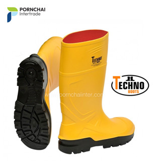 รองเท้าบูท Troya SAFETY หัวเหล็ก (Yellow/Black) Techno Troya Boots รองเท้าบูทนิรภัย PU น้ำหนักเบา