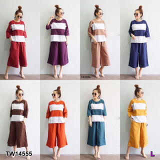 TW14555 Set คอกลมแขนศอก+กางเกง4ส่วน