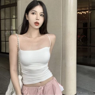 Vogue🌟พร้อมส่ง🌟 เสื้อสายเดี่ยว ผ้านิ่มเด้ง มีฟองน้ำ ดีเทลขอบย่นๆ (FY3383) -H