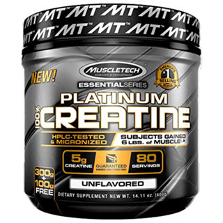 Muscletech Platinum 100% Creatine, Unflavored 400 g ครีเอทีน แบบผง ไม่มีรสชาติ