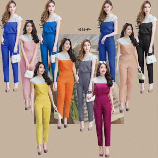 👗Pfashion [ส่งไว!!🚛] P9658 set เสื้อทูโทนคลุมไหล่ + กางเกงขายาว set two-tone off the shoulder top + pants