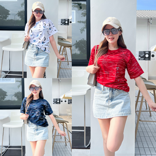 🌈 Spinnyhouse 🌈เสื้อยืด 3 ไซส์ อก36,40,44 ใส่ได้ทั้ง ช-ญ ใส่เป็น OVERSIZE เที่ยวคาเฟ่ชิวๆจัดไปจ้า รุ่น เสื้อยืด3ไซด์