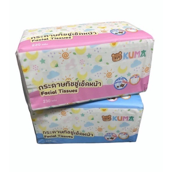 ยกแพ๊ค 4 ห่อ ทิชชู่ 1 KUMA Facial Tissue กระดาษทิชชู่เช็ดหน้า 230 แผ่น : 4 ห่อ Kuma (คุมะ) - รูปที่ 6