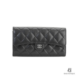 NEW CHANEL SARAH CLASSIC LONG BLACK CAVIAR SHW