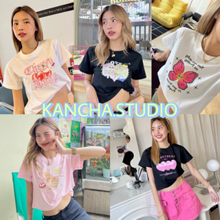 เสื้อครอป🍒ทรง"Baby crop"ผ้าคอตตอน ป้าย KANCHA Studio💖