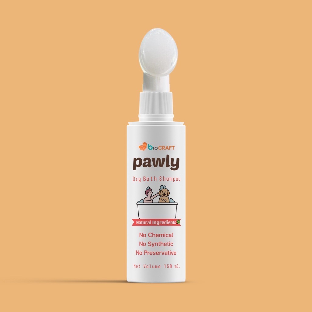 Pawly Dry Bath Shampoo แชมพูอาบน้ำแห้งเสริมพรีไบโอติกสำหรับสัตว์เลี้ยง