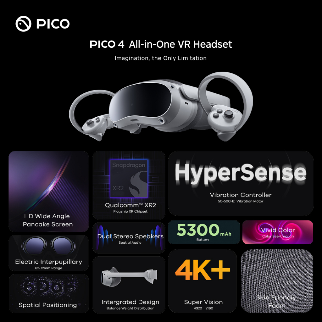 BUNDLE SET PICO 4 All-In-One VR แว่น Virtual Reality 4K (128GB256GB) 3 ...