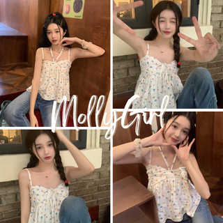 mollygirl เสื้อสายเดี่ยวผูกคอ มินิมอล พร้อมส่งในไทย 085-1#