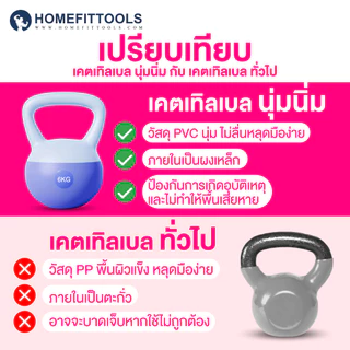 เคตเทิลเบล ดัมเบล 2-12 kg ดัมเบลหูหิ้ว ที่ยกน้ำหนัก ดัมเบลยกน้ำหนัก Kettlebel Soft - Homefittools