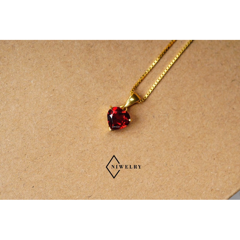 จี้พลอยแท้ รุ่น Heart gems (จี้อย่างเดียว) พลอยโกเมน เพอริดอท อเมทิสต์ บลูโทพาซ พร้อมใบรับประกัน