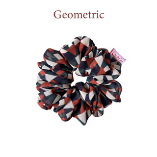 Geometric - 12cm. ยางมัดผม ผ้าชีฟอง ยางรัดผมโดนัท Chiffon Scrunchies