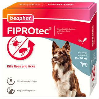 BEAPHAR FIPROTEC MEDIUM DOG ยาหยดกำจัดเห็บหมัด สุนัขพันธุ์กลาง 10-20 กก. 4 หลอด