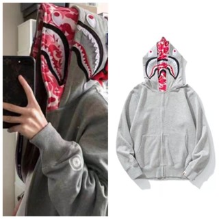 3XL พร้อมส่ง Bape Grey Pink Camo Frankenape Shark Zip up Hoodie