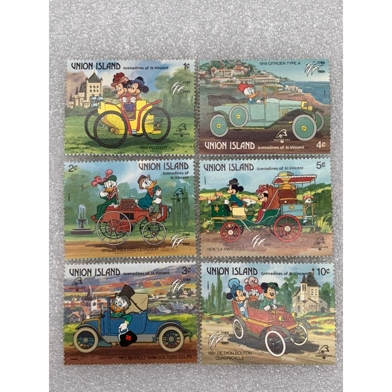 แสตมป์เซนต์วินเซนต์และเกรนาดีนส์ชุดมิกกี้เมาส์ ปี1989 ครบชุด6ดวง