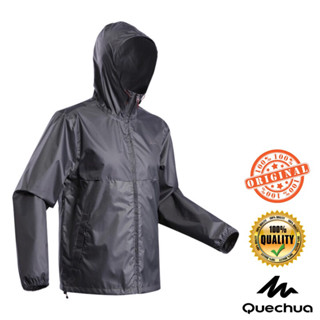 เสื้อแจ็คเก็ตกันฝน/กันน้ำมีซิปสำหรับผู้ชาย รุ่น NH100 (สีดำ) QUECHUA