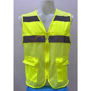 Reflective Vest เสื้อจราจร เสื้อกั๊กสะท้อนแสง รุ่นตาข่ายใหญ่ คาดแถบสะท้อนแสง 2 นิ้ว MT035