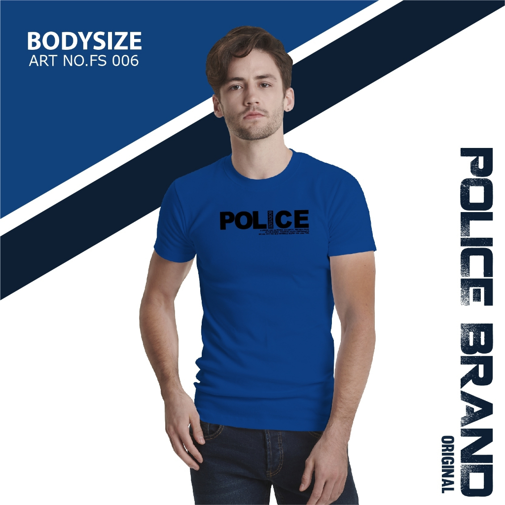 Police Brand เสื้อยืดทรงพอดีตัว Slim fit ผ้ายืดตามตัว 100% Cotton (FS006,BS004,XS003) — صورة 3