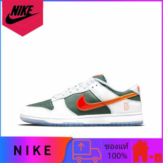 Nike Dunk Low se "ny vs ny" แท้ 100% รองเท้าผ้าใบทนต่อการสึกหรอแบบสวมลำลองต่ำสไตล์เดียวกันสีขาวสีเขียวสีส้ม