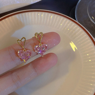 White Daisy Pink Heart Earring (ต่างหู)