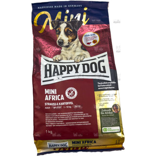 HAPPY DOG Mini Africa (grain-free) อาหารสุนัขโตพันธุ์เล็ก สูตรปราศจากธัญพืช เนื้อนกกระจอกเทศ