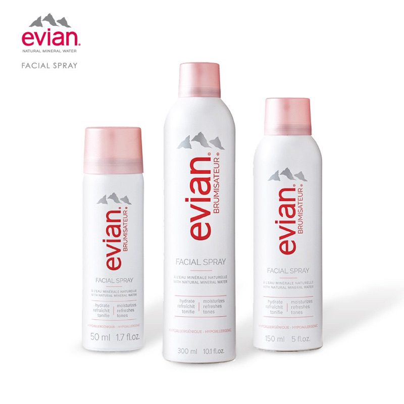 Evian Facial Spray สเปรย์บำรุงผิวหน้า บริสุทธิ์จากน้ำแร่ธรรมชาติเอเวียง เทือกเขาแอลป์ ประเทศฝรั่งเศส