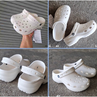 รองเท้าผู้หญิง รองเท้าแตะสวม ส้นสูง5cm  รองเท้าCrocs classic baya clog platform รองเท้าสวม