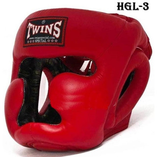 Twins special Head guards HGL-3 Red (  M,L,XL) Protector for Training MMA K1ทวินส์ เฮดการ์ดสเปเชี่ยล สีเเดง ทำจากหนังแท้