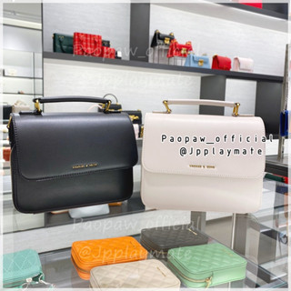 กระเป๋า Charles &amp; Keith รุ่น Front Flap Top Handle Crossbody Bag: CK2-80160091-1 แท้จากชอป พร้อมถุงกระดาษ