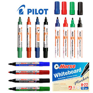 ปากกาไวท์บอร์ด Pilot หัวกลม หัวตัด ปากกา whiteboard ตราม้า เติมหมึกได้ จำนวน 1 ด้าม