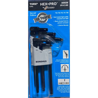 ประแจหกเหลี่ยมหัวปรับรอบทิศทาง BONDHUS torx 5pc HEX-Pro 00029 sp5-ic-29B USA 00029 T30 40 45 47 50 สะดวกง่าย