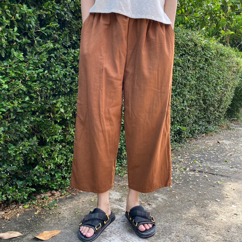 lamoonta กางเกงขายาว ทรงกระบอกหลวม ใส่ได้ทั้งหญิงและชาย สตรีทวินเทจ unisex ผ้าคอตตอน พรางหุ่น สไตล์ญี่ปุ่น ไม่ต้องรีด