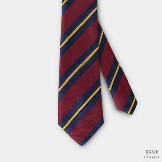 Red Stripe three tone Navy&amp;Yellow 3 Inch Necktie - เนคไทสีแดงลายทางสีกรม&amp;เหลือง