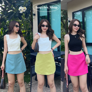 (พร้อมส่ง) instyles_shop | manny skirt กระโปรงกางเกงสุดน่ารัก เอวสูงใส่สบายมาก แมทง่าย