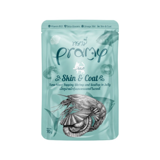 Pramy พรามี่ อาหารเปียกแมว รสทูน่าหน้ากุ้งและหอยเชลล์ในเจลลี่ 70 g. x 12 pcs.