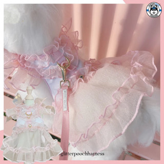 Glitter Pooch Harness ชุดรัดอก สายจูง เสื้อผ้า สุนัข, หมา, แมว, สัตว์เลี้ยง พร้อม สายจูง รุ่น Staring Night