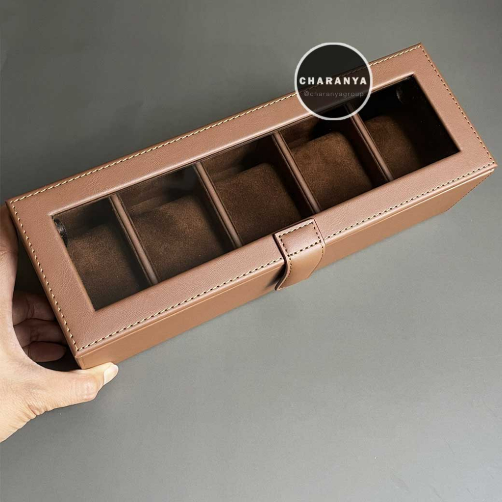 ‼️Mega Sale 2025‼️วัสดุเกรด A อย่างดี กล่องนาฬิกา 5 เรือน งานสวย วัสดุดี เกรดพรีเมี่ยม premium leather watch storage