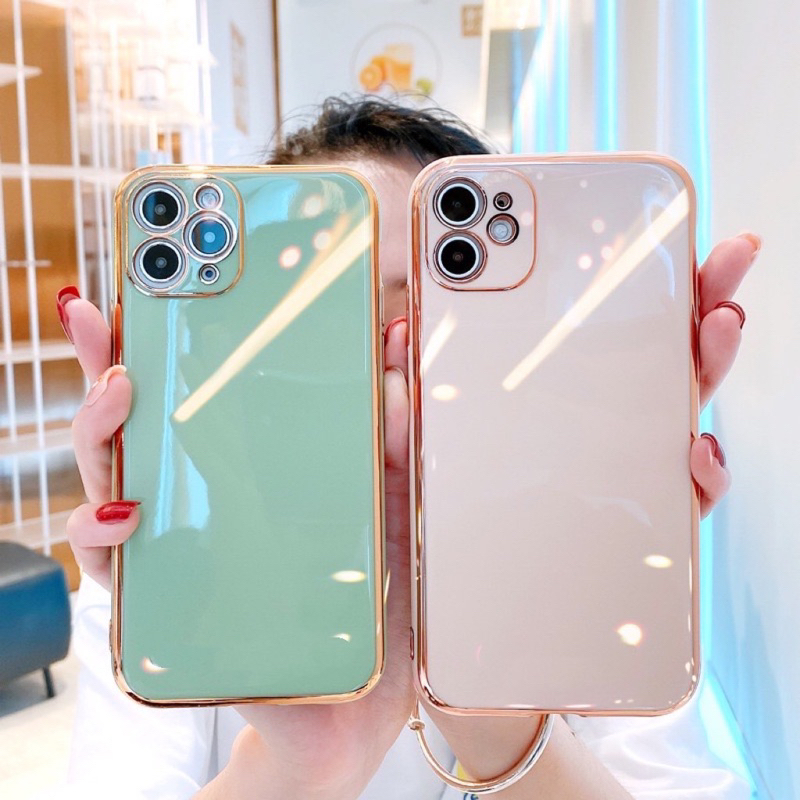 เคส TPU สีพื้น ขอบทอง สำหรับ iPhone 15 15Pro 15Promax 15Plus 16 16Pro 16Promax 16Plus เคส ไอไฟน สีสวย พร้อมส่ง