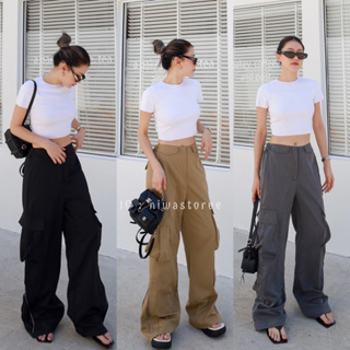 (GM)🚩พร้อมส่ง CARGO PANTS กางเกงขายาว เอวกลาง ทรงคาร์โก้ทรงใส่ออกมาดูเท่มากคะ แนะนำเลยน้า  🚩