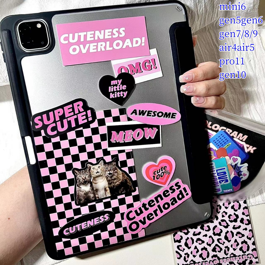 for เคสไอแพด gen10/gen11 mini6 mini7pro 12.9 pro13 Air7 Air6 Air4 Air5 pro11 gen7 gen8 gen9 gen5 gen6หลังใสชาร์จปากกาได้