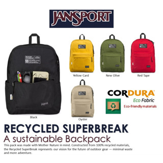 JanSport รุ่น Recycled Superbreak - มี 5 สีให้เลือก วัสดุรีไซเคิล 100% กระเป๋าเป้สะพาย Backpack กระเป๋าJansport