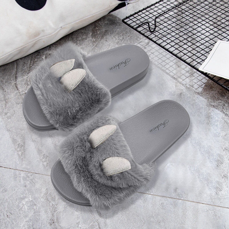 Fshow Sale 🛒รองเท้าแตะแฟชั่นมาใหม่พร้อมส่ง รองเท้าแตะดีเทลหูกระต่ายปุกปุยน่ารักมาก ตัวรองเท้ากระชับ ใส่สบายไม่กัดเท้าแน่ - รูปที่ 5