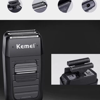Kemei KM-1102 เครึองโกนหนวดแบบชาร์จไร้สายสำรับผุ้ชายมีดโกนหนวด2in1สำรับหนวดยาวสัน ฟรีถุงพกพา V353