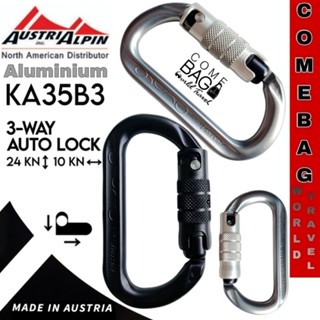 คาราบิเนอร์ AUSTRIALPIN ของแท้ รุ่นALUMINUM เคลือบสี ระบบ 3-WAY AUTOLOCKรับน้ำหนัก 24KNแนวตรง 10KNแนวขวางMADE IN AUSTRIA